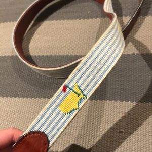 Blue and white striped masters belt